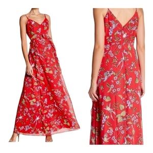 NANETTE LEPORE Red Paradise Dreaming Floral Sleeveless Maxi Dress Crimson US 12